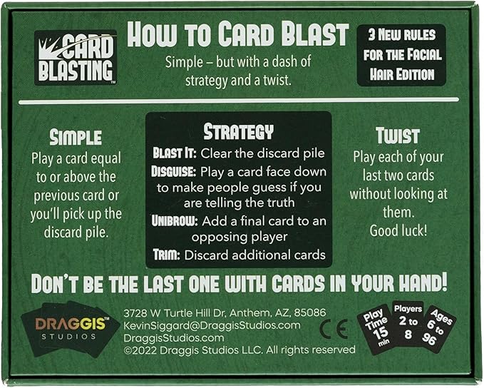 Card Blasting Facial Hair Card Games for Family Game Night | Great Birthday Gift for Dad, Grandpa, Big Brother, or Boyfriend | Adults, Teens & Kids Ages 6+