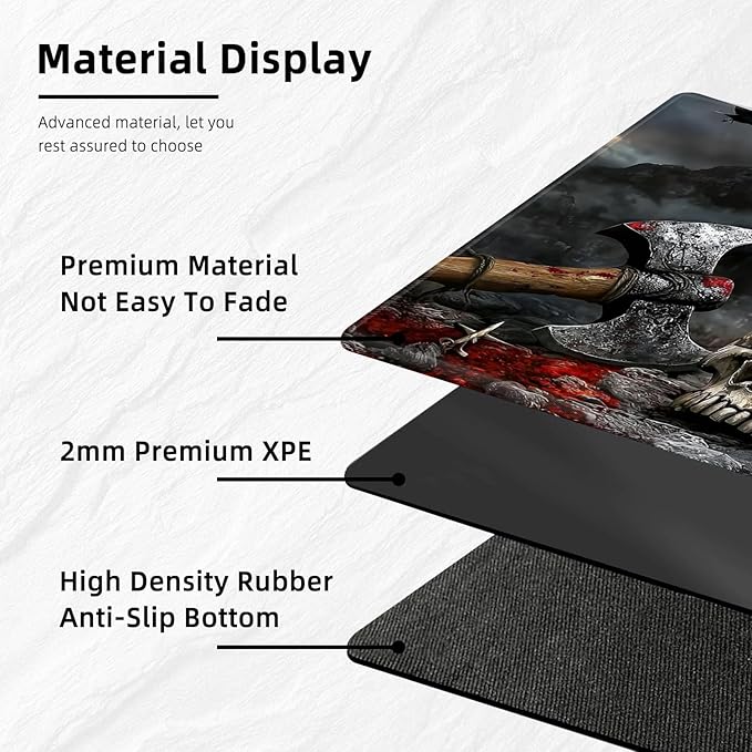 for MTG Playmat with Storage Bag, for TCG Playmat and Playing Card Mat for Magic Board Games, Non-Slip Skull Axe Desk Mat, Stitched Edges Game Mat, Rollable & Foldable Card Playmat
