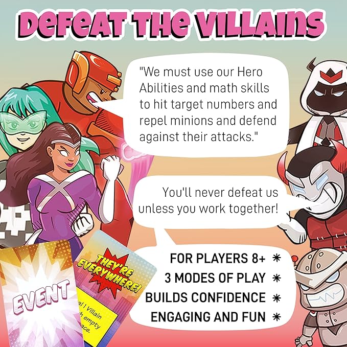 Outnumbered: Improbable Heroes - Mensa Award Winning Superhero Math Board Game | Fun & Educational STEM Game for Kids, Adults, and Families | Learn Multiplication & Division