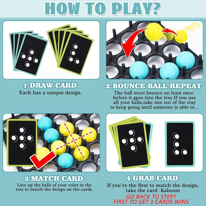 LANBOUY Bounce Ball Party Game, Table Top Games Family Party Jumping Connect Tabletop Board Toys Bounce Battle Ball Game, Funny Tabletop Toys for Adults and Kids
