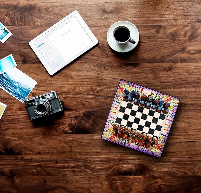 Handcrafted Wood Chess Set - Travel-Friendly Luxury Edition with Artisan Design - Classic Strategy Board Game