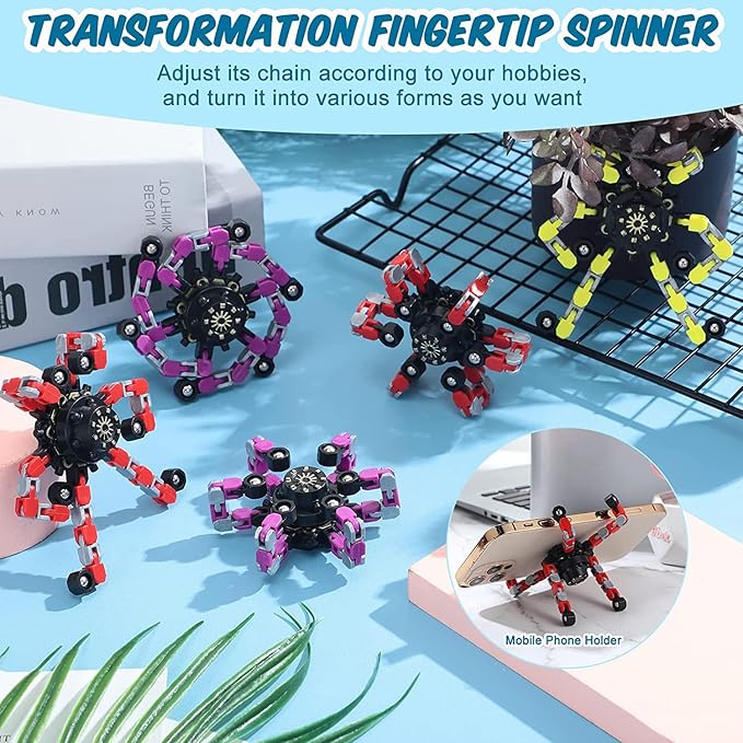 20pcs Random Fidget Spinners,DIY Deformable Robot Fingertip Toys,Decompression Spinner,Deformable Creative Mechanical Gyro Toys,Stress Relief Mechanical Chain Toy for Kids Adults，Party Supplies