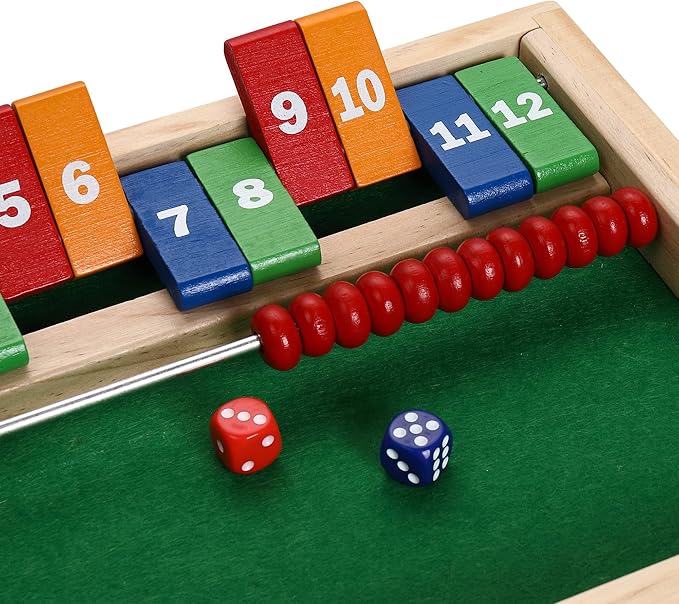 STERLING Games Kids Shut The Box Game for 2 Players | Wooden Math Toy Dice Game for Kids and Small Children | STEM Educational Toy for Learning Mathematics and Addition