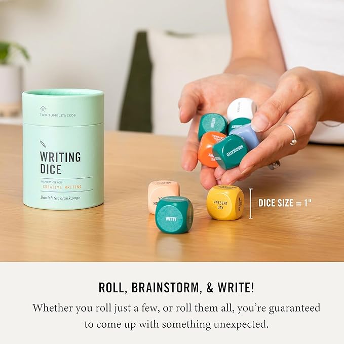 Two Tumbleweeds Writing Dice - Creative Writing Game for Adults, Writers & Teachers - Set of 9 Dice for Story Inspiration - Gifts for Writers - 1+ Players