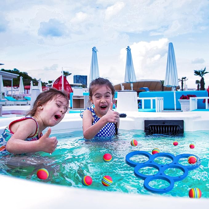 Hiboom Pool Game with Score, Combo Foam Pool Floats with 10 Colorful Tossing Balls, Toss Game Swimming Party Toys Accessories for Family Par, Dive Rings(Triangle)