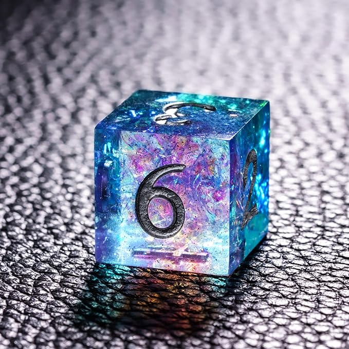 7PCS DND Dice Set,Handmade Sharp Edge Dice Set D&D RPG Polyhedral Die,for Dungeons and Dragons TTRPG Games Roleplaying Games Pathfinder,with Gift Box(Purple and Blue)