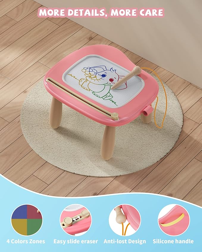 Magnetic Drawing, Doodle Board for Toddlers Age 1-2, Writing Board, Preschool Learning and Educational Toys for 1 2 3 Years Old Girl Boy, Gift for Birthday Christmas New Year(Pink)