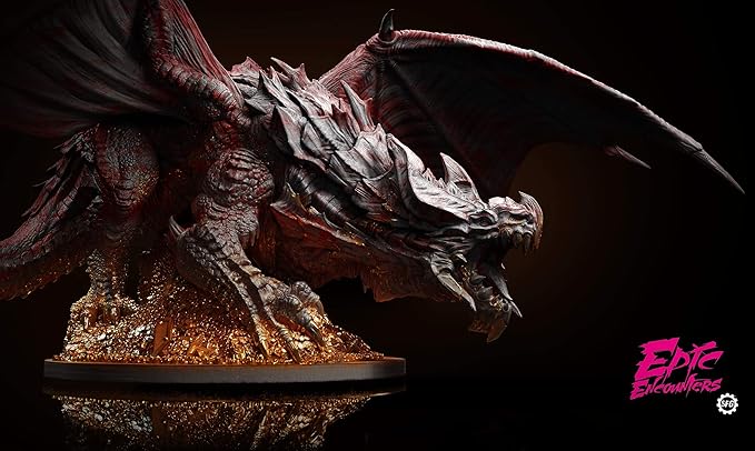 Epic Encounters: Lair of The Red Dragon RPG Fantasy Roleplaying Tabletop Game with Huge Boss Miniature, Double-Sided Game Mat, & Game Master Adventure Book with Monster Stats, 5E Compatible