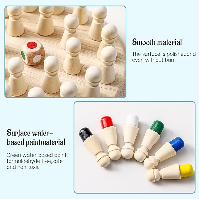 Wooden Memory Chess Matching Game: A Family Board Game Suitable for Children and Adults, Puzzle Toys Suitable for Ages 3, 4, 5, and 6, Birthday Gifts for Boys and Girls