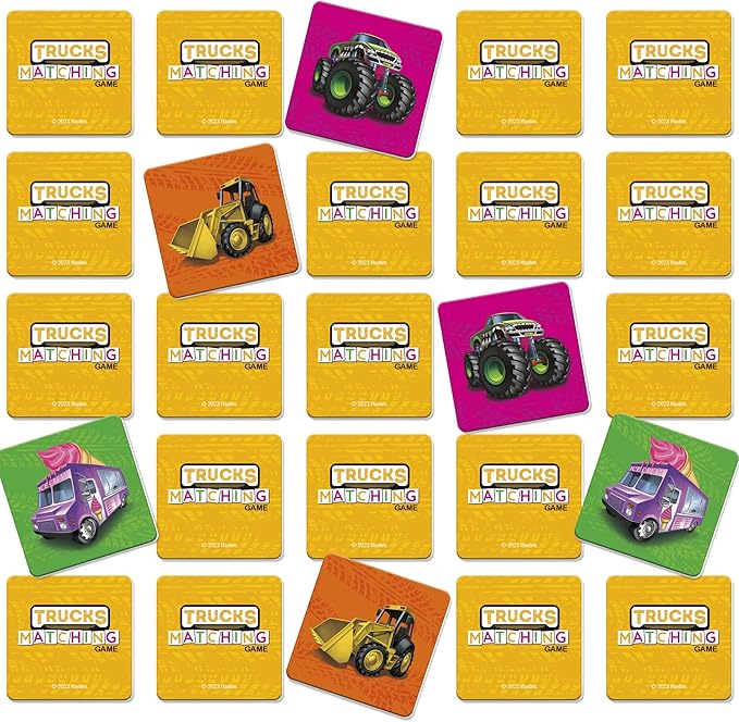 Hasbro Gaming Trucks Matching Game, Fun Preschool Board Game for 1+ Players, Memory Card Games for Kids, Set, Ages 3+ (Amazon Exclusive)