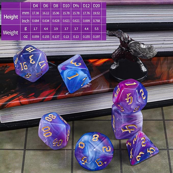 CiaraQ DND Polyhedral Dice Set with Dice Bag for Dungeons and Dragons RPG MTG Role Playing Table Games