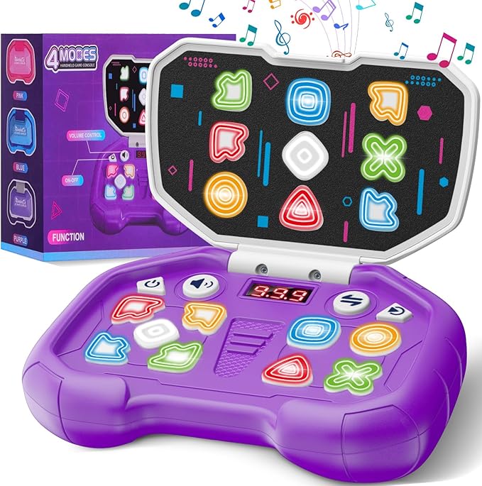 Handheld Dance Games for Kids - 4 Fun Brain & Memory & Reaction & Speed Training Pop Fidget Toys for Boys and Girls -Birthday Gifts for Age 6-12 Years Old Kids Teens Gift Ideas-W/Battery