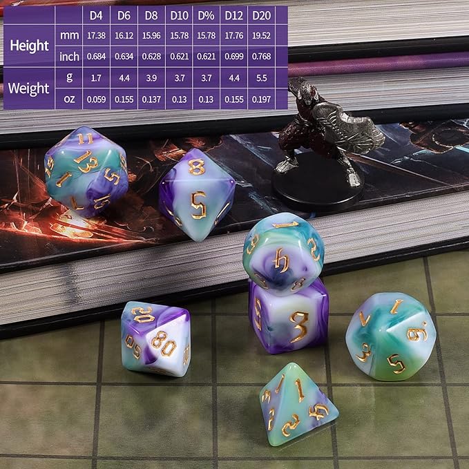 CiaraQ DND Polyhedral Dice Set with Dice Bag for Dungeons and Dragons RPG MTG Role Playing Table Games
