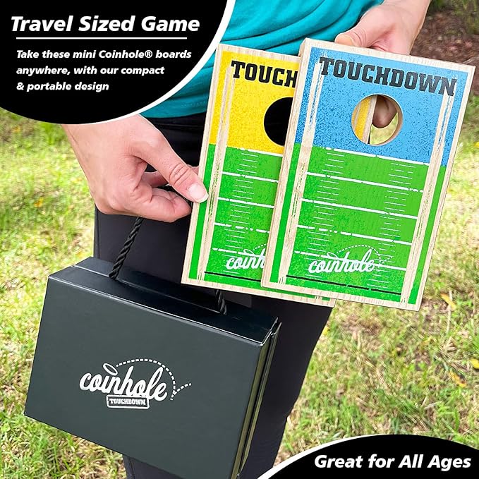 Hasbro Tabletop Game Coin Bouncing Party Game | Desktop Cornhole Game Set Board Game | Indoor Outdoor Fun for Kids and Adults (Touchdown Game Set)