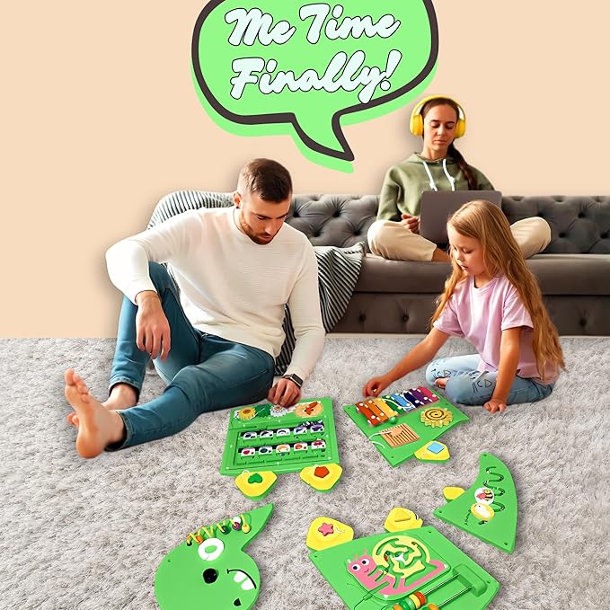 Activity Wall Busy Board, Sensory Wall Panel for Kids, 12 in 1 Learning Activity Center, Large Busy Board Wooden, Gift Idea for Kids 2-6 Years, Montessori Sensory Toys, Viga Toys