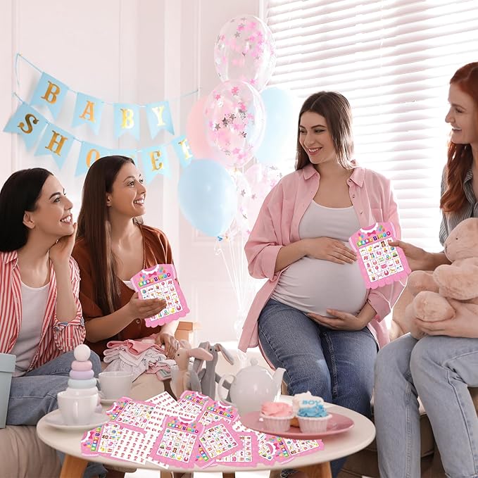 Baby Shower Bingo Game for Adults, 24 Players Baby Shower Bingo Cards Newborn Bingo Game for Family Friends Large Group Activity