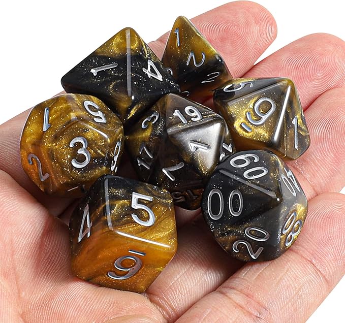 CiaraQ DND Polyhedral Dice Set with a Black Dice Bag for D&D RPG MTG Role Playing Table Games