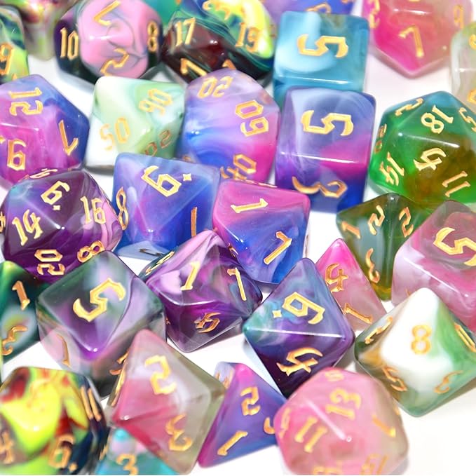 SmartDealsPro 77pcs Polyhedral Dice Sets with Pouches for DND RPG MTG Dungeon and Dragons Table Board Roll Playing Games D4 D8 D10 D12 D20