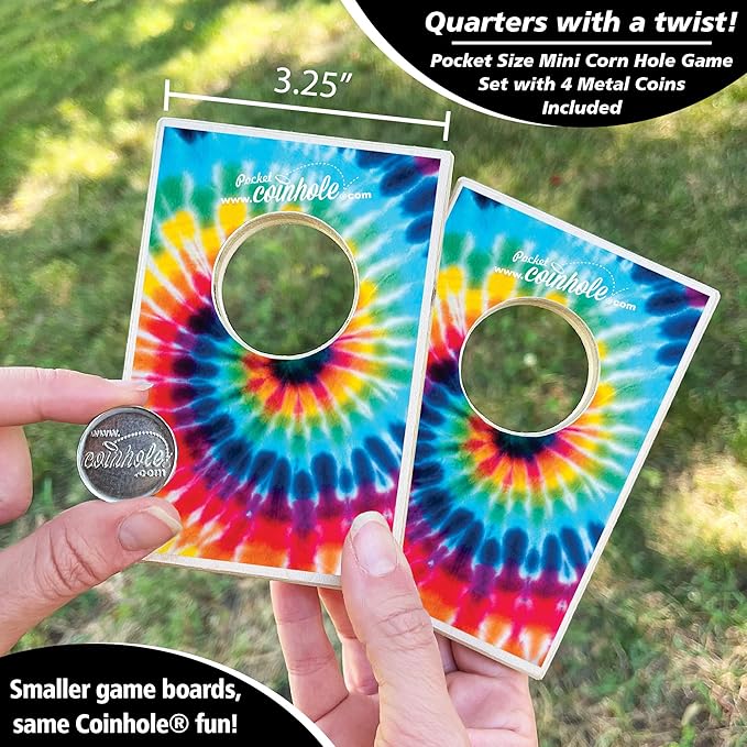 Desktop Coin Bouncing Party Set | Tabletop Cornhole Board | Small Travel Game Includes Coins