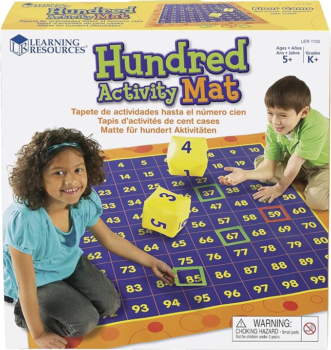 Learning Resources Hundred Activity Mat - 57 Pieces, Ages 5+ Math Learning Games for Kids, Educational and Fun Games for Kids