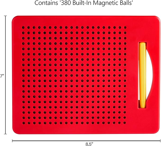 Playmags Magnetic Drawing Board, Travel Toys for Kids & Toddlers, Magnet Beads w/Drawing Stylus, 8.5" x 7" Travel Size Road Trip Activities for Boys & Girls Ages 4-8