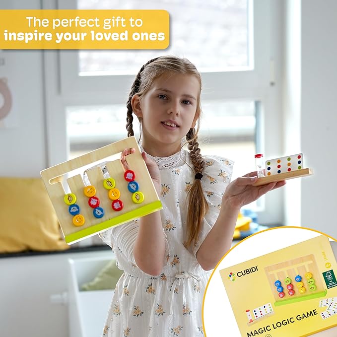CUBIDI Original Sorting Game - Wooden Montessori Toy for 4+ Year Old - Playfully STEM Smart Games to Improve Motor Skills and Logical Thinking - Toddler Learning Educational Toy