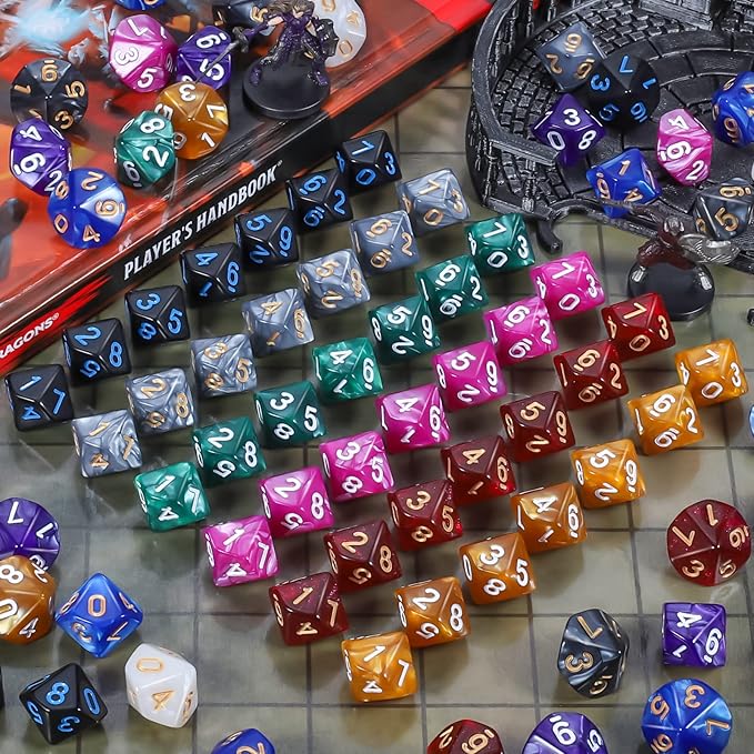 CiaraQ DND Polyhedral Dice (100pcs) with A Dice Bag Compatible with Dungeons and Dragons DND RPG MTG Role Playing Table Games (D10 dice, 10 colors-100 pcs)