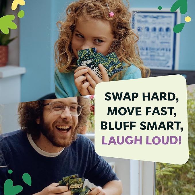 Jungle Hustle: Wheel, deal & conceal your way to victory | Avoid the Armadillos of Doom! | Quick to learn card game | Ideal for kids, teens & adults | Perfect for home or travel | Small box, huge fun!