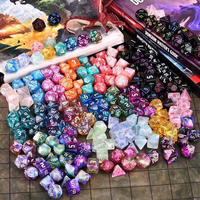 RPG Dice Sets 30 X 7-Die DND Polyhedral Dice (210pcs) with a Large Drawstring Bag for Dungeons and Dragons Tabletop Role Playing Games