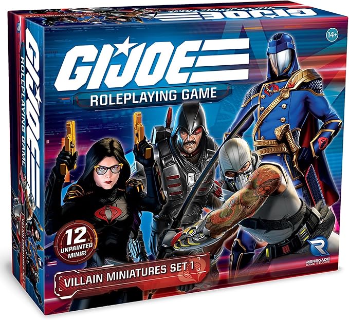 Renegade Games Studios: G.I. Joe Roleplaying Game: Villain Miniatures Set 1-12 Miniatures Expansion, Unpainted 28mm Scale Character Figures, RPG Boardgame Accessory