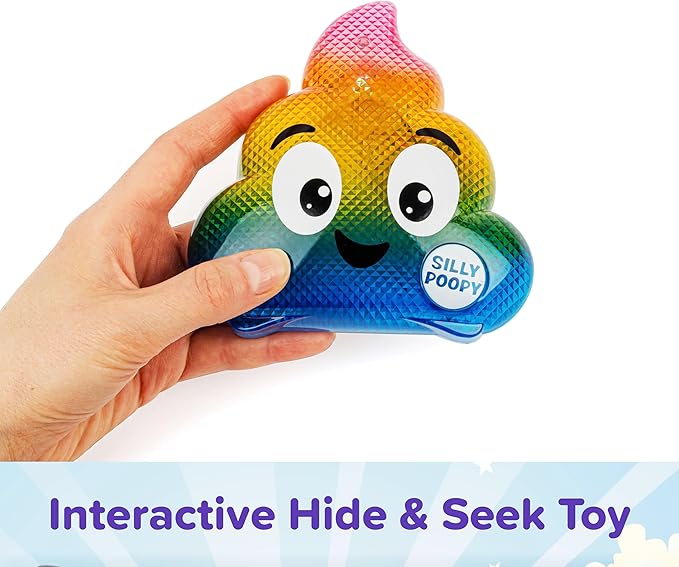 Silly Poopy's Hide & Seek by Relatable, The Talking, Singing, Rainbow Hide & Seek Toy, Fun Learning Toys for Toddlers, Interactive Toddler Toys, Hide and Seek Games, Includes 1 Toy & 2 AA Batteries