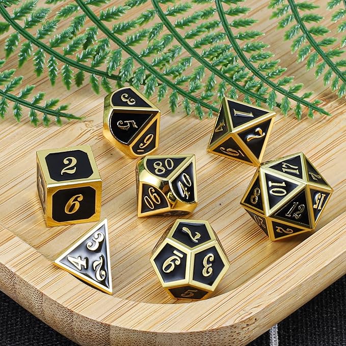 CiaraQ DND Metal Polyhedral Dice Set with Dice Bag for Dungeons and Dragons RPG MTG Role Playing Table Games