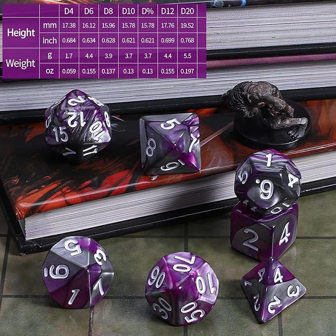 CiaraQ DND Polyhedral Dice Set with Dice Bag for Dungeons and Dragons RPG MTG Role Playing Table Games