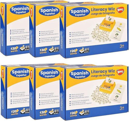BOHS Spanish Literacy Wiz Fun Game - Espanol Lower Case 60 Flash Cards - Preschool Language Learning Educational Toys-Pack of 6