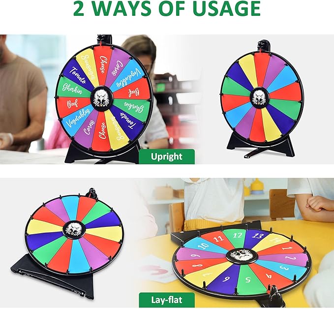 WinSpin 20" Prize Wheel 14 Slots Dry Erase Spinning Wheel Tabletop Fortune Game for Pub Party Engaging Trade Show Eagle