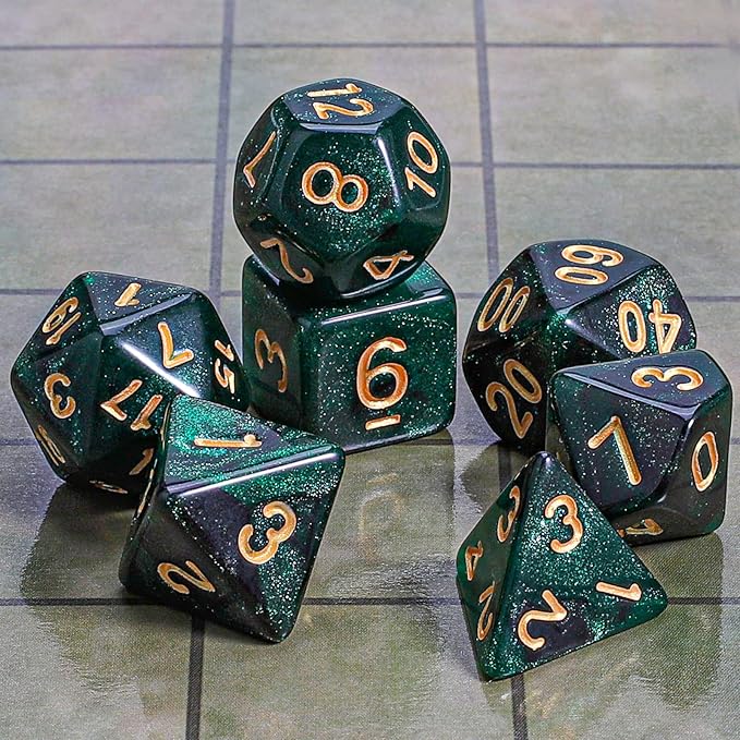 CiaraQ DND Polyhedral Dice Set with a Black Dice Bag for D&D RPG MTG Role Playing Table Games