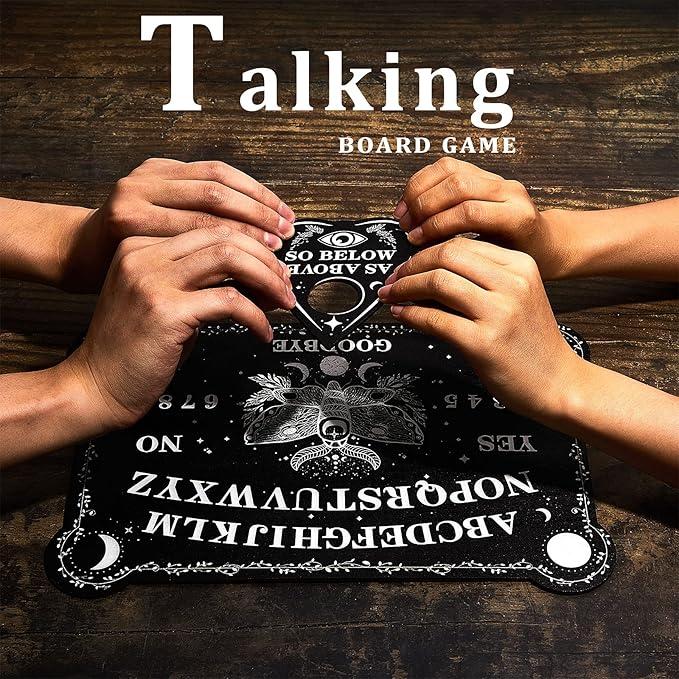 Pendulum Dowsing Divination Board Set Black Wooden Talking Board with Planchette Accessories for Teens Adults Birthday Party and Family Gatherings Games Supplies (Moth Style)