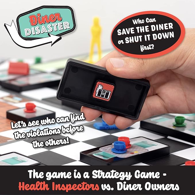 Diner Disaster – Hilarious Strategy Board Game for Families & Friends | Restaurant Owner vs. Health Inspector Party Game | Ages 8+ | 2–4 Players