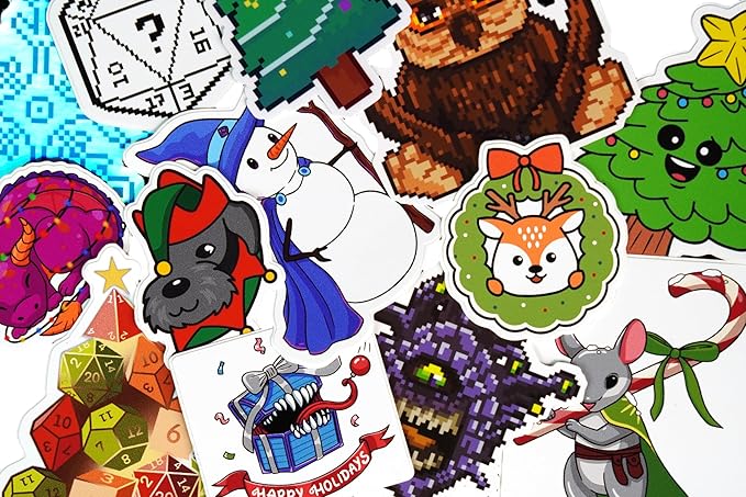 1985 Games Holiday Mystery Dice Bag - Wide Range of Patterns for Gaming, Role Playing, Table Games (Pack of 6)