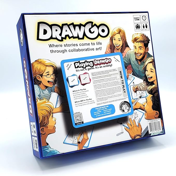 DRAWGO - Perfect for Family Game Night | Creative Drawing and Storytelling Activity | Fun Family Games | Board Games | Party Games for Adults and Kids | Ages 7+ | Replayable and Easy to Learn