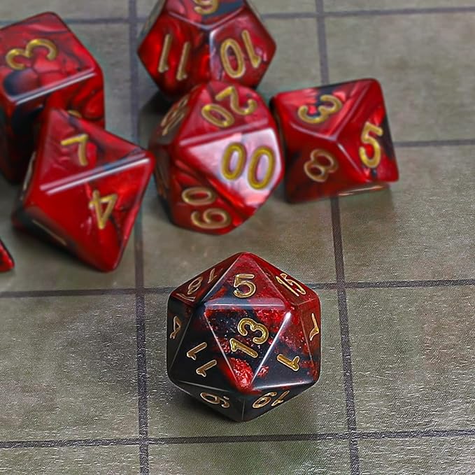CiaraQ DND Polyhedral Dice Set with a Black Dice Bag for D&D RPG MTG Role Playing Table Games