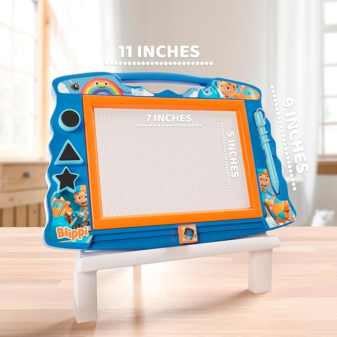 Lolipop Blippi Magnetic Sketcher with Magnetic Pen and Stamps - Star, Heart, Triangle Shapes | Creative Drawing Pad for Kids Blippi Toys for Boys and Girls
