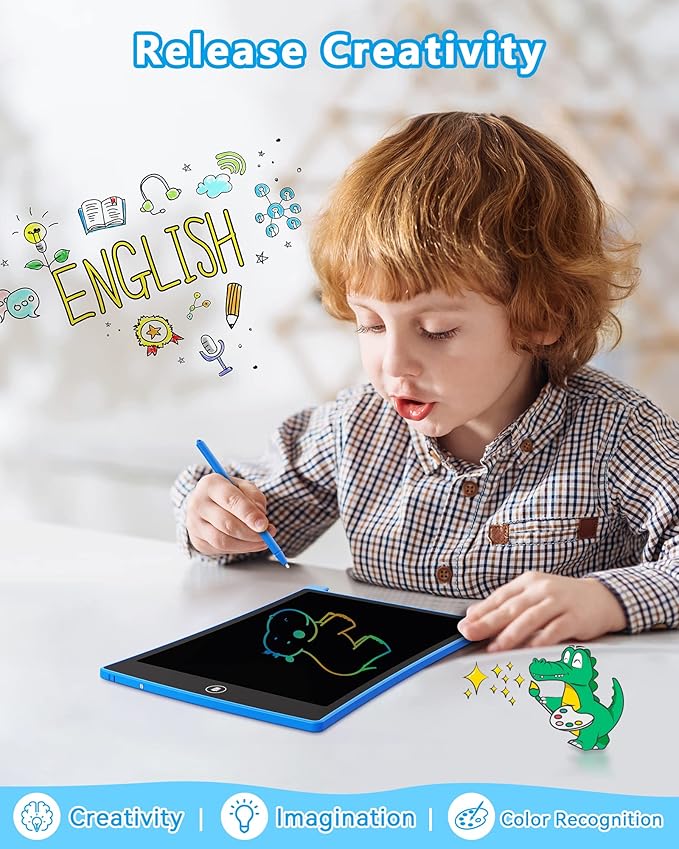 KOKODI Kids Toys LCD Writing Tablet, Colorful Toddler Drawing Pad Doodle Board Erasable, Educational Learning Toys Birthday Gifts for Girls Boys Age 3 4 5 6 7 8 Kids Road Trip Essentials（Blue）