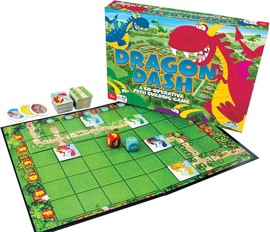 Dragon Dash - No Reading Required, Co-Operative Path Building Kids Board Game, Builds Children's Social & Developmental Skills, Outset Media, for Ages 5+, 2-6 Players