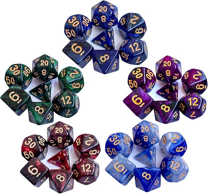 35Pieces DND Dice Set| Galaxy Double Color Polyhedral Dice Set for Board Game