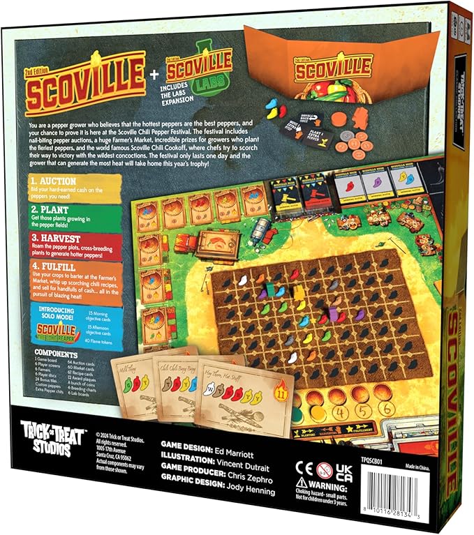Trick Or Treat Studios, Scoville 2E - Revitalized Hot & Spicy Strategy Farming Board Game - for 1 to 6 Players Ages 14+