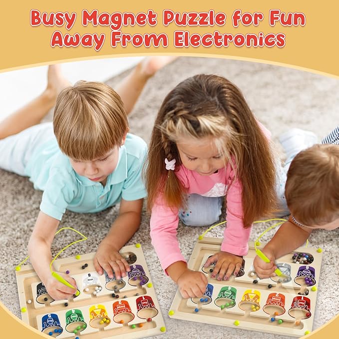 Magnetic Color and Number Maze, Montessori Magnet Puzzles Board Toys for Kids, Education Counting & Matching for Preschool Learning Activities, Travel Toys for Toddlers Fine Motor Skills