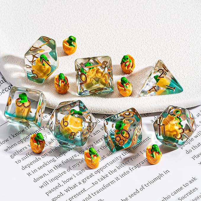 DND Resin Dinosaur Dice Set, D&D Polyhedral Dice for Dungeons and Dragons RPG, MTG Role Playing Games D and D Dice 7pcs-Set D20 D12 D10 D8 D6 D4