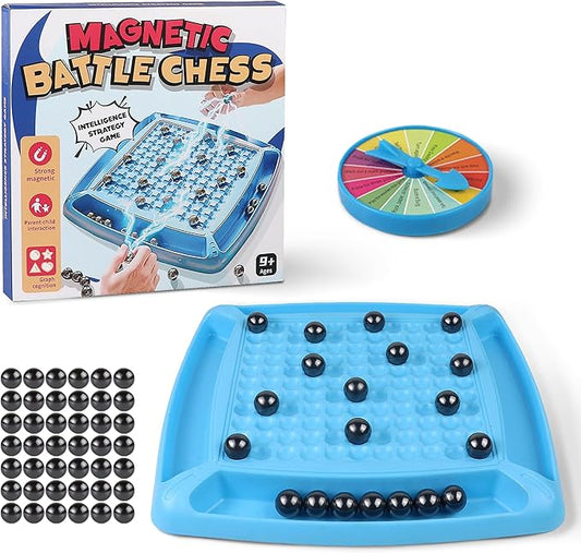 Magnetic Chess Game – Interactive Magnet Game for All Family, Magnetic Chess Set for Kids and Adults with Tabletop Board, 42 Magnet Stones and Punishment Wheel – Suitable for Gifting and Travel