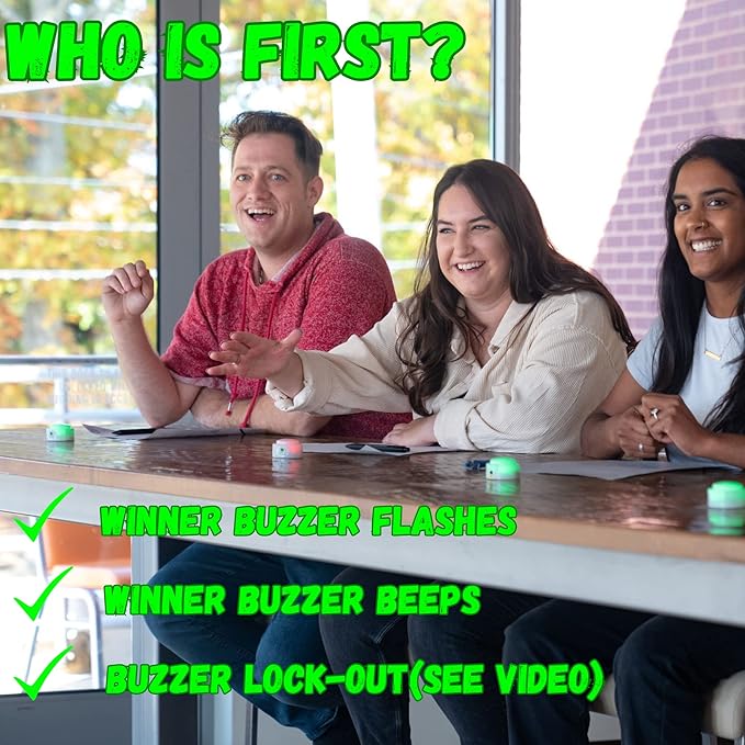 Trebisky Wireless Buzzer System for Game Show 8 Players Jeopardy Quiz Bowl Answer Buzzer w/ Light, Sound for Classroom Educational Learning Family Feud Adult Trivia Game Night Lockout,Back to School
